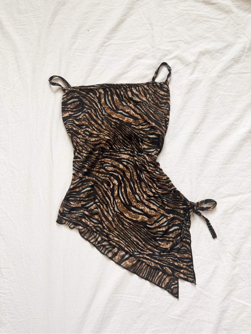 Women’s Black & Gold Animal Print Slip asymmetrical top